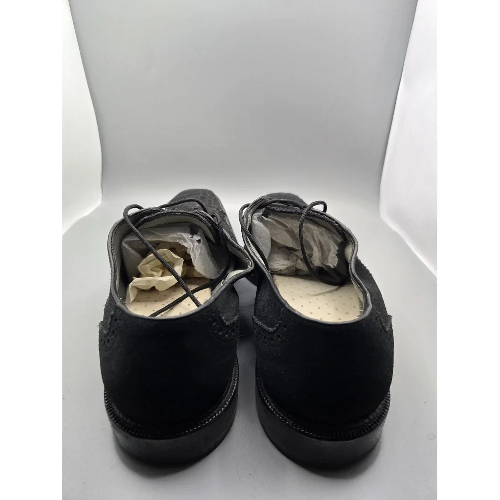 Belvedere Mens Wingtip Oxfords Black Leather Crocodile Square‎ Toe Lace Up 9.5